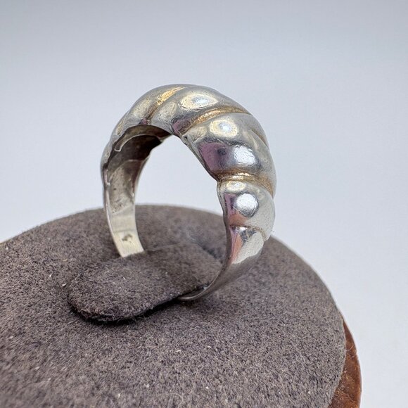 VTG Sterling Silver 925 Puffed Abstract Tapered Dome Band Ring Size 6.75 - Picture 4 of 8